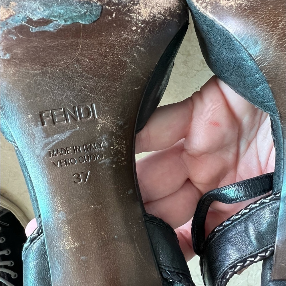 Fendi Black Leather Sandal - Picture 12 of 16